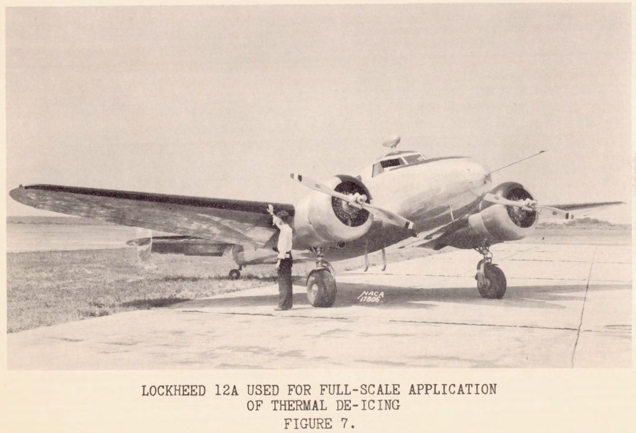 Figure 7. Lockheed 12A used for full-scale application of thermal de-icing.