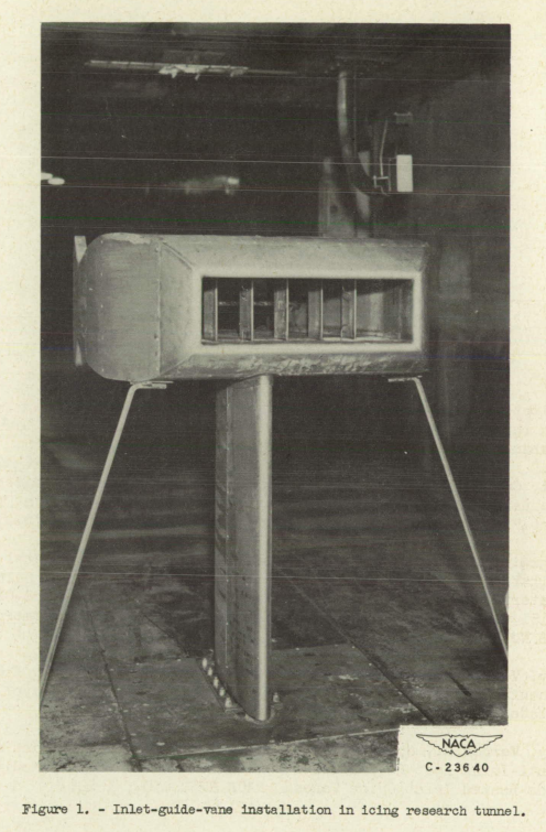 Figure 1. Inlet-guide-vane installation in Icing reeearch tunnel.