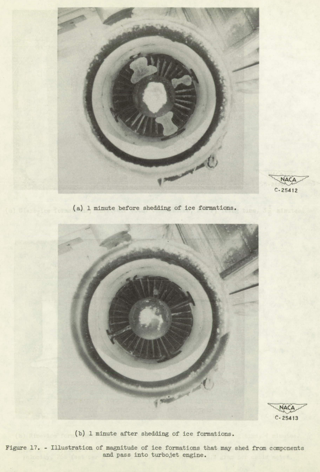 Figure 17. Illustration of magnitude of ice formations that may shed from components
and pass into turbojet engine.