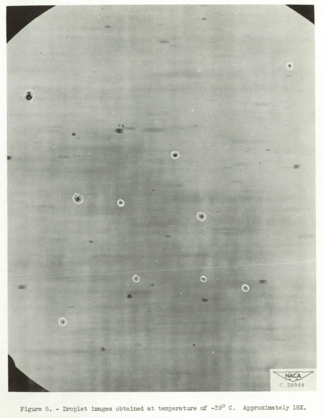 Figure 5. Droplet images obtained at a temperature of -39° C. Approximately 10X.