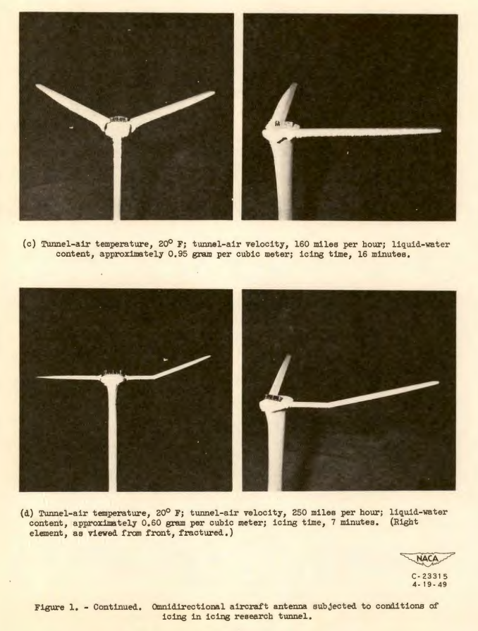 Figure 1c. Omnidirectional aircraft antenna subjected to conditions of icing in icing research tunnel.