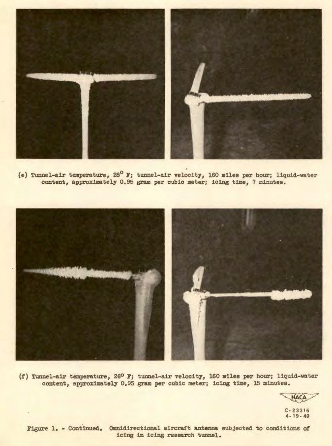 Figure 1e. Omnidirectional aircraft antenna subjected to conditions of icing in icing research tunnel.