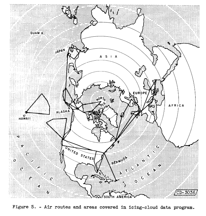 Figure 5. Air routes and areas covered in iclng-cloud data program.