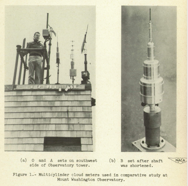 Multicylinder cloud meters used in comparative study at
Mount Washington Observatory